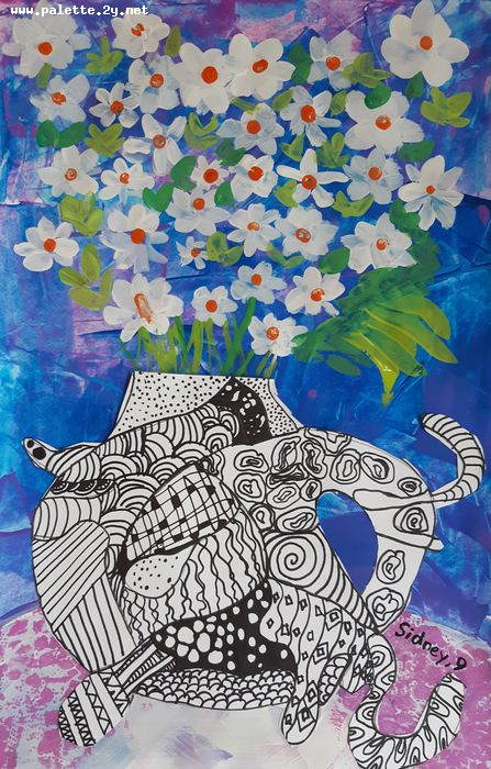 Art Studio PALETTE. Sidney White Picture.  Mixed Media Still Life Still Life 