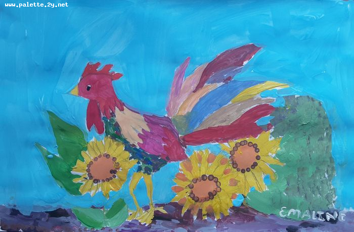 Art Studio PALETTE. Emaline Rae Oswell Picture.  Tempera Animals Birds 
