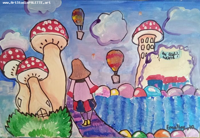 Art Studio PALETTE. Emaline Rae Oswell Picture.  Marker, Tempera Fantasy Fairy Tail 