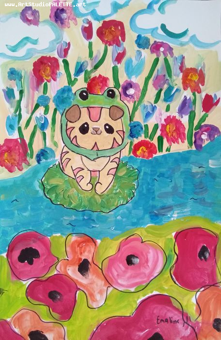 Art Studio PALETTE. Emaline Rae Oswell Picture.  Marker, Tempera Animals Cats 