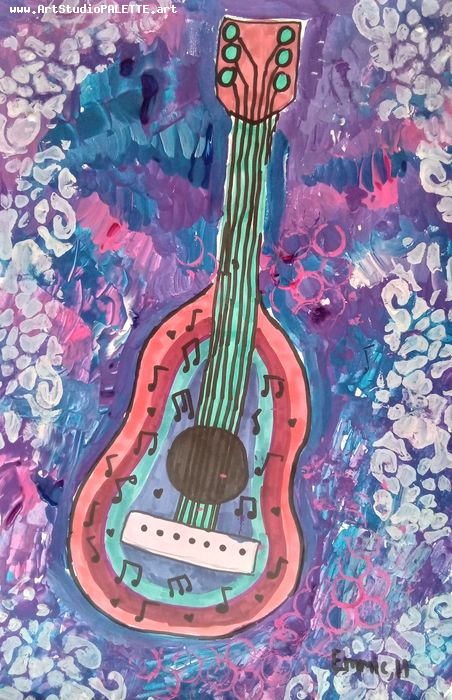 Art Studio PALETTE. Emaline Rae Oswell Picture.  Marker, Tempera Still Life Music 