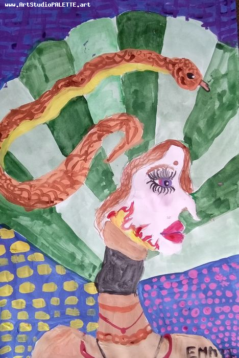 Art Studio PALETTE. Emaline Rae Oswell Picture.  Mixed Media Fantasy Fairy Tail 