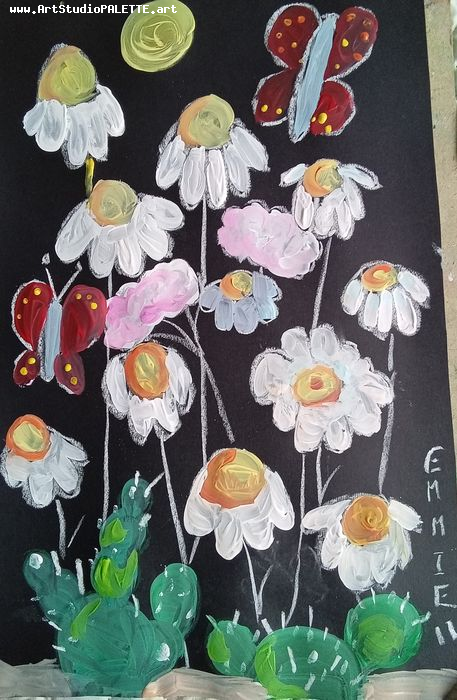 Art Studio PALETTE. Emaline Rae Oswell Picture.  Tempera Plants Flowers 