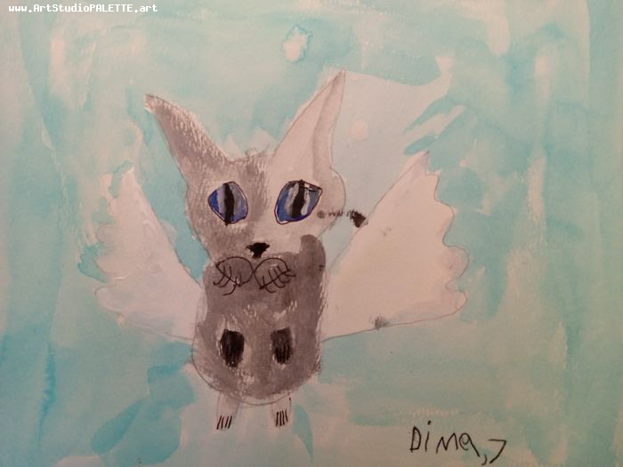 Art Studio PALETTE. Dima Baiman Picture.  Watercolour Animals Cats 