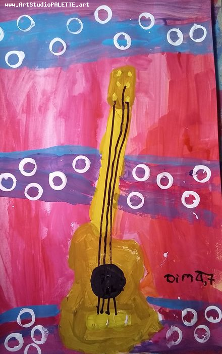 Art Studio PALETTE. Dima Baiman Picture.  Tempera Still Life Music 