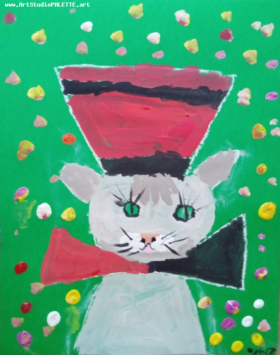 Art Studio PALETTE. Dima Baiman Picture.  Tempera Animals Cats 