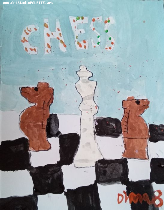 Art Studio PALETTE. Dima Baiman Picture.  Tempera Fantasy Chess 