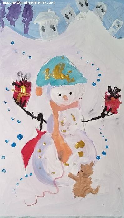 Art Studio PALETTE. Dima Baiman Picture. Greeting Card Tempera Holidays Christmas 