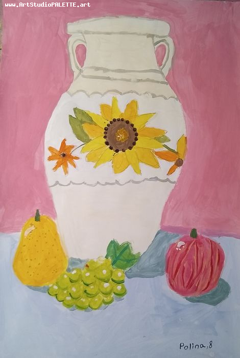 Art Studio PALETTE. Polina Karpushina Picture.  Tempera Still Life Still Life 