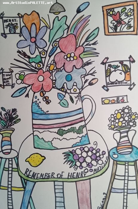 Art Studio PALETTE. Polina Karpushina Picture.  Marker Inspired by Matisse 