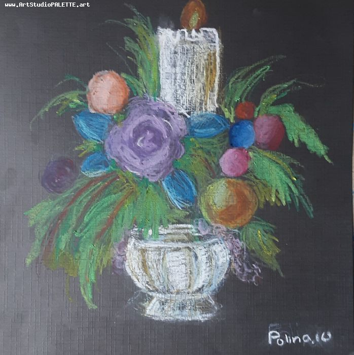 Art Studio PALETTE. Polina Karpushina Picture.  Oil Pastel Still Life Still Life 