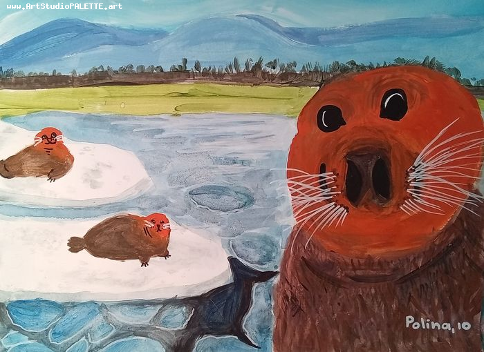 Art Studio PALETTE. Polina Karpushina Picture.  Tempera Animals Mix 