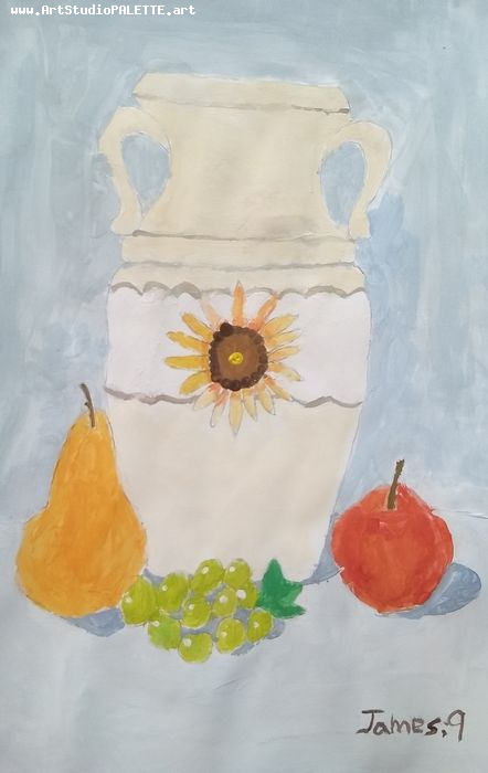 Art Studio PALETTE. James Wright Picture.  Tempera Still Life Still Life 