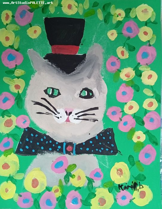 Art Studio PALETTE. Kirill  Tikhonov Picture.  Tempera Animals Cats 