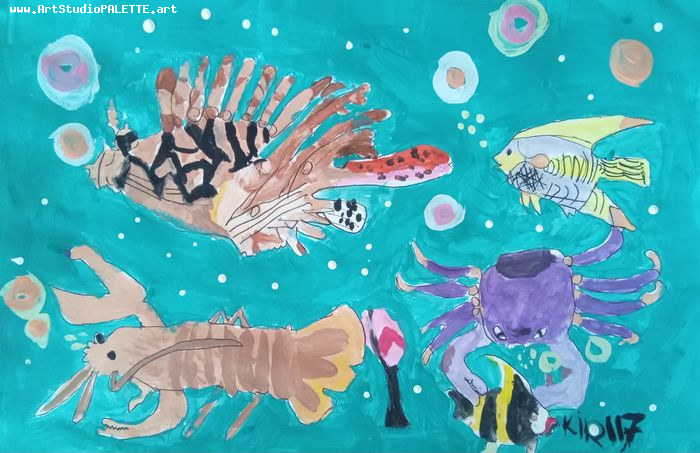 Art Studio PALETTE. Kirill  Tikhonov Picture.  Acrylic Animals Fish 