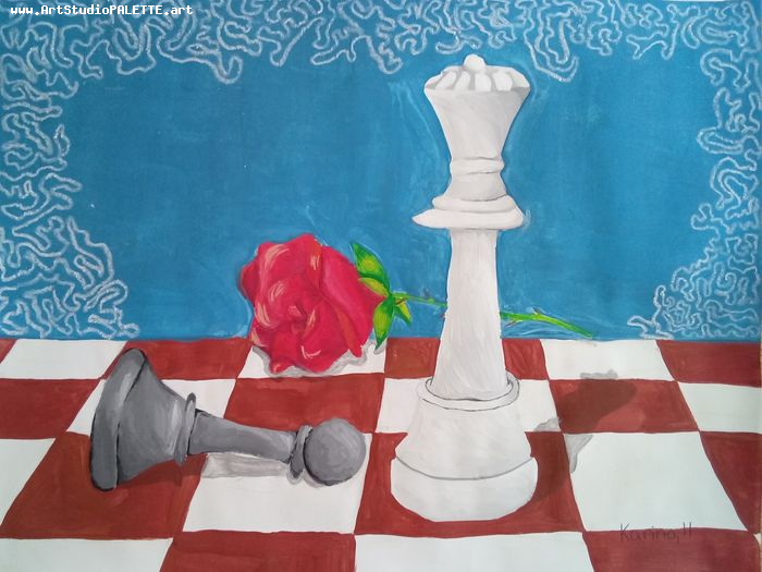 Art Studio PALETTE. Karina  Kostenko Picture.  Tempera Fantasy Chess 