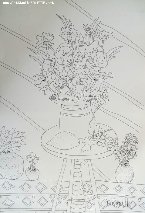 Art Studio PALETTE. Karina  Kostenko Picture.  Marker Inspired by Matisse 