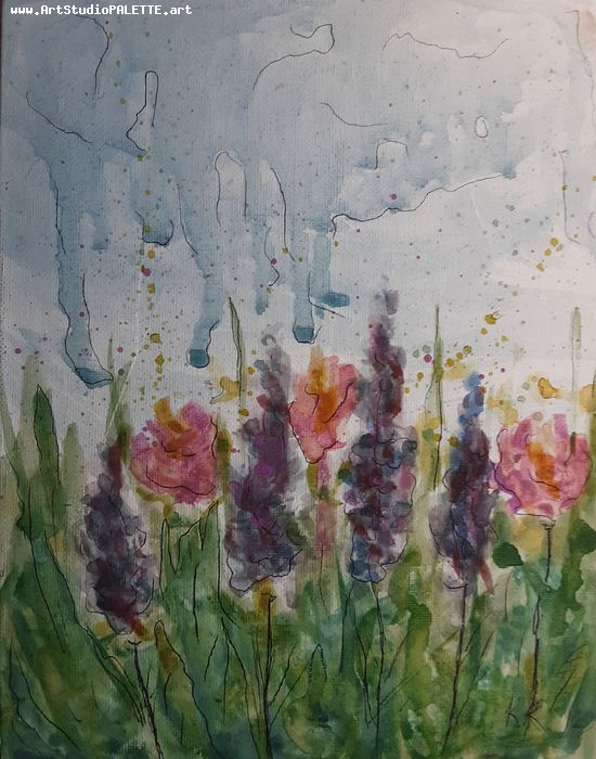 Art Studio PALETTE. Karina  Kostenko Picture.  Watercolour Plants Flowers 