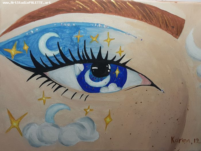 Art Studio PALETTE. Karina  Kostenko Picture.  Tempera Inspired by Dali 