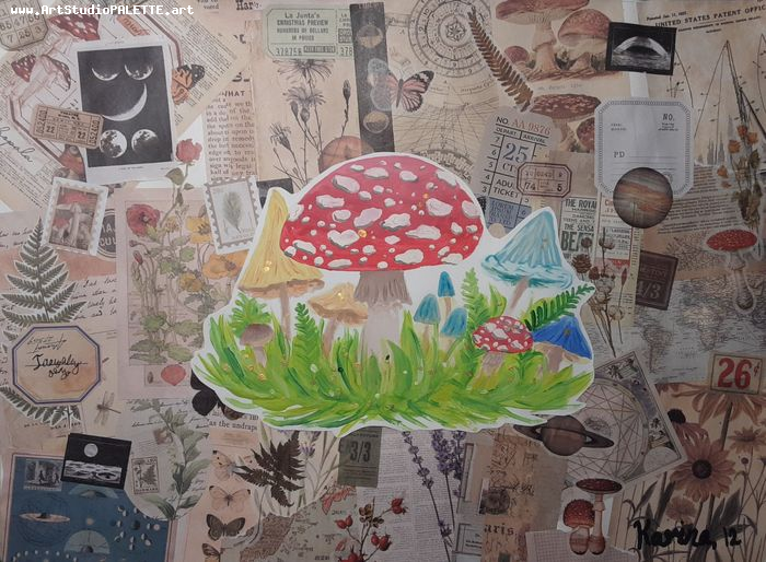 Art Studio PALETTE. Karina  Kostenko Picture.  Applique Plants Mushrooms 