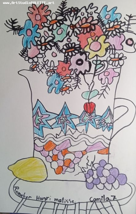 Art Studio PALETTE. Camila Guzhel Picture.  Marker Inspired by Matisse 