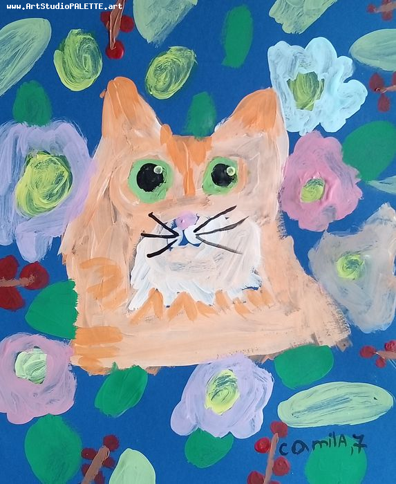 Art Studio PALETTE. Camila Guzhel Picture.  Tempera Animals Cats 