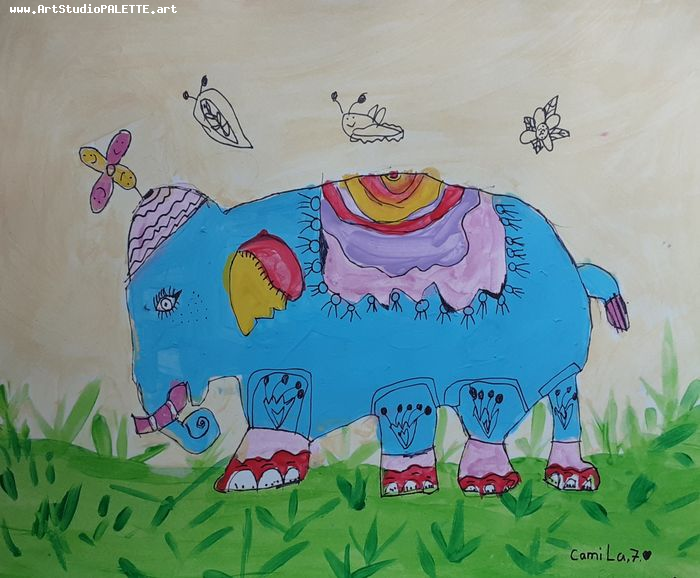 Art Studio PALETTE. Camila Guzhel Picture.  Marker, Tempera Animals Mix 