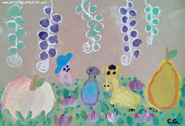 Art Studio PALETTE. Camila Guzhel Picture.  Tempera Still Life Still Life 
