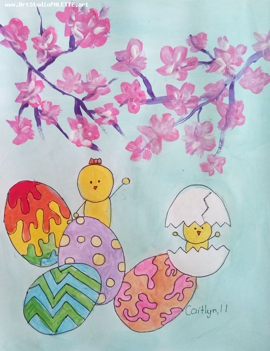 Art Studio PALETTE. Caitlyn Yu Picture.  Marker, Tempera Holidays Easter 
