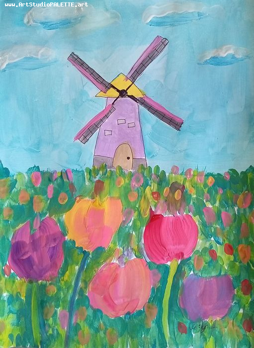 Art Studio PALETTE. Caitlyn Yu Picture.  Tempera Plants Flowers 