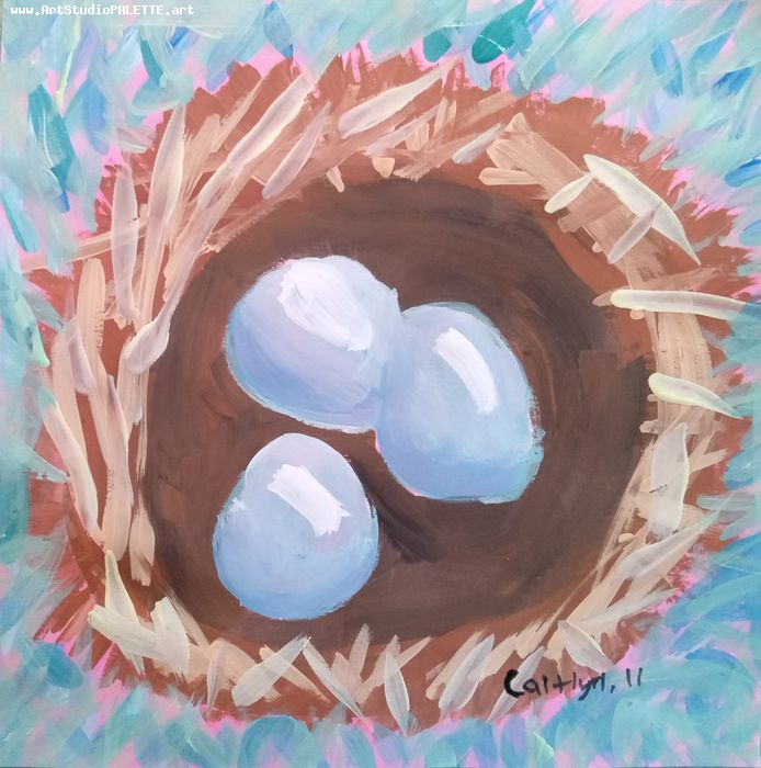 Art Studio PALETTE. Caitlyn Yu Picture.  Tempera Animals Birds 