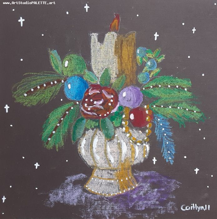 Art Studio PALETTE. Caitlyn Yu Picture.  Oil Pastel Holidays Christmas 