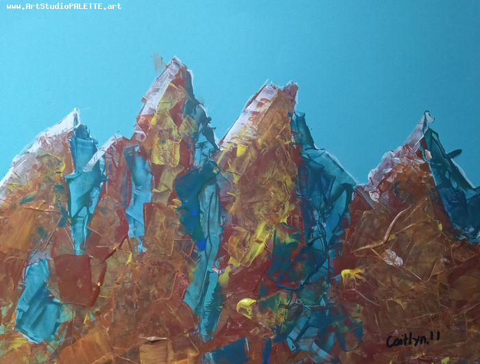 Art Studio PALETTE. Caitlyn Yu Picture.  Tempera Landscape Nature 