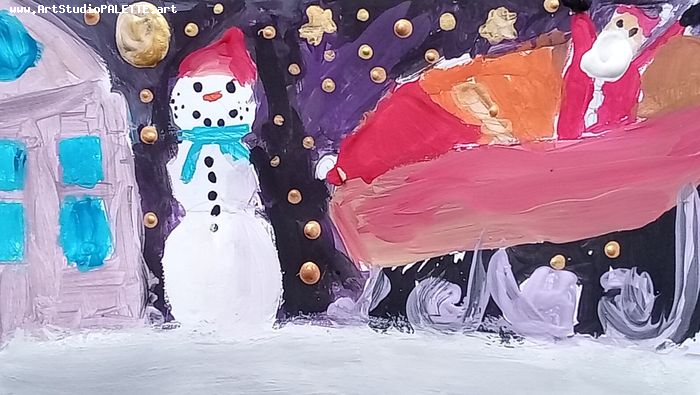 Art Studio PALETTE. Haidi Oswell Picture. Greeting Card Tempera Holidays Christmas 