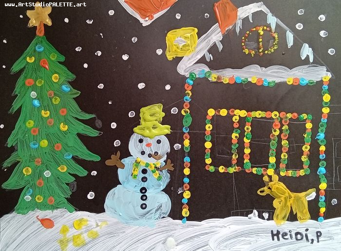 Art Studio PALETTE. Haidi Oswell Picture.  Tempera Holidays Christmas 