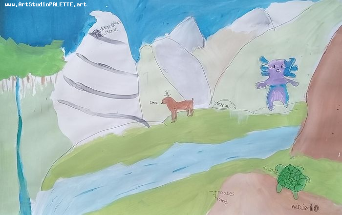 Art Studio PALETTE. Haidi Oswell Picture.  Tempera Inspired by Lawren Harris 