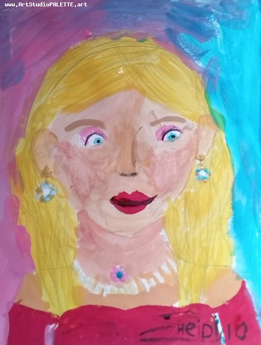 Art Studio PALETTE. Haidi Oswell Picture.  Tempera People Portrait 