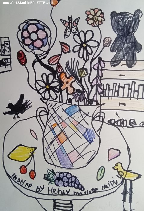 Art Studio PALETTE. Haidi Oswell Picture.  Marker Inspired by Matisse 