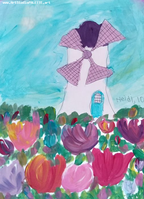 Art Studio PALETTE. Haidi Oswell Picture.  Tempera Plants Flowers 