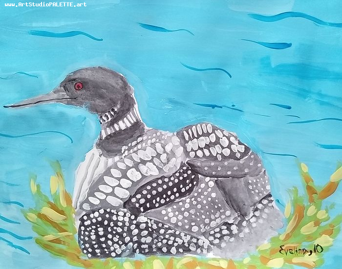 Art Studio PALETTE. Evelina Urbanczyk Picture.  Tempera Animals Birds 