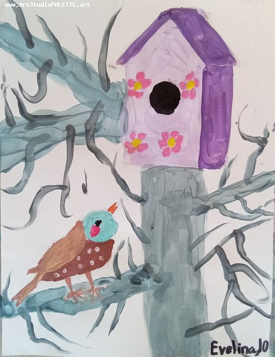 Art Studio PALETTE. Evelina Urbanczyk Picture.  Tempera Animals Birds 