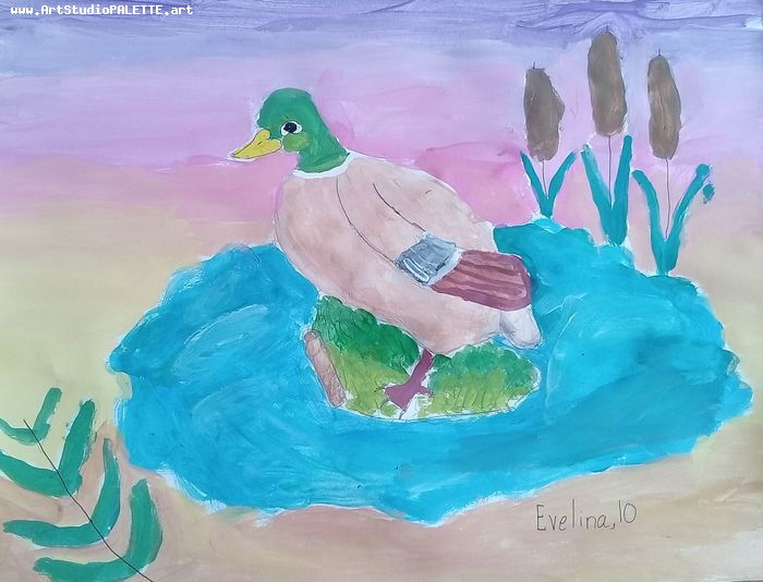 Art Studio PALETTE. Evelina Urbanczyk Picture.  Tempera Animals Birds 