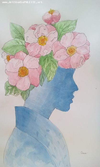Art Studio PALETTE. Oana C. Picture.  Watercolour People Portrait 