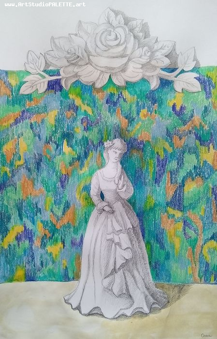 Art Studio PALETTE. Oana C. Picture.  Coloured Pencil People Plaster Cast 