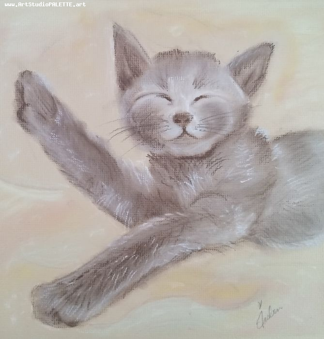 Art Studio PALETTE. Jasleen Kaur Picture.  Pastel Animals Cats 