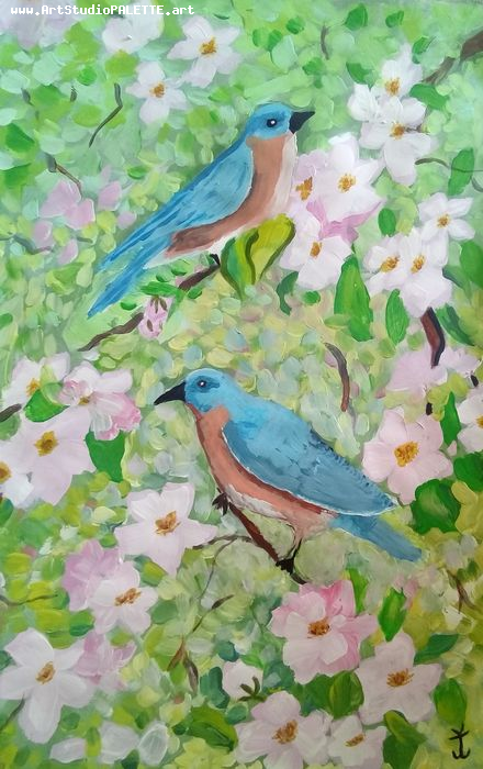 Art Studio PALETTE. Jasleen Kaur Picture.  Tempera Animals Birds 