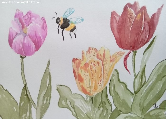 Art Studio PALETTE. Jasleen Kaur Picture.  Watercolour Animals Insects 