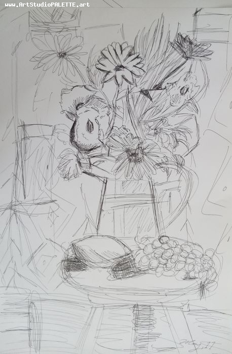 Art Studio PALETTE. May Xu Picture.  Ink Inspired by Matisse 