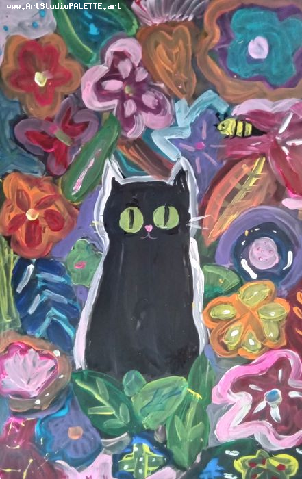 Art Studio PALETTE. May Xu Picture.  Tempera Inspired by Klimt 