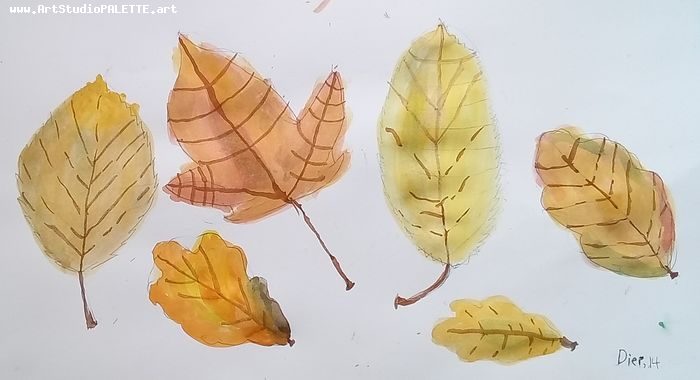 Art Studio PALETTE. Dier Shamirzaev Picture.  Watercolour Plants Leaves 